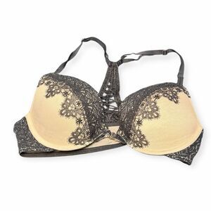VICTORIA’S SECRET Women’s Black Nude Lace Dream Angels Push-Up Bra Size 34C